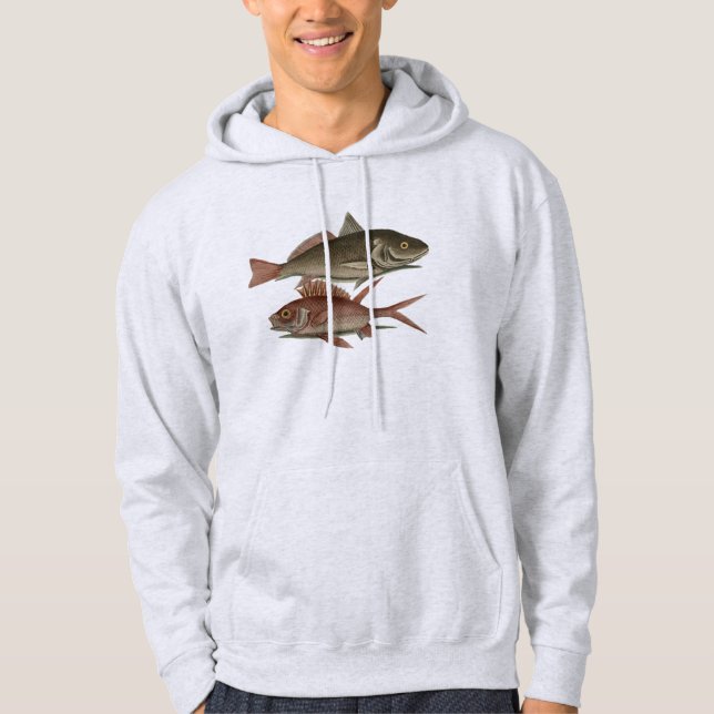 Fish Red Perch Fisherman Art Hoodie (Front)
