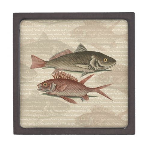 Fish Red Perch Fisherman Art Keepsake Box