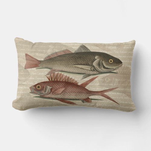 Fish Red Perch Fisherman Art Lumbar Pillow