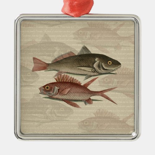 Fish Red Perch Fisherman Art Metal Ornament