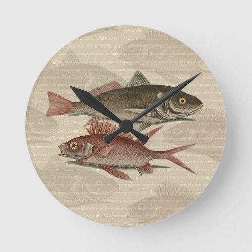 Fish Red Perch Fisherman Art Round Clock