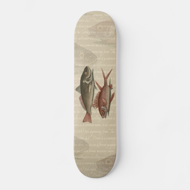 Fish Red Perch Fisherman Art Skateboard Deck (Front)