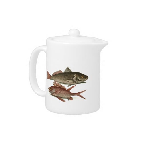 Fish Red Perch Fisherman Art Teapot