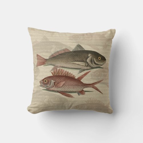 Fish Red Perch Fisherman Art Throw Pillow