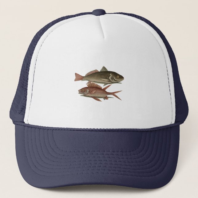 Fish Red Perch Fisherman Art Trucker Hat (Front)