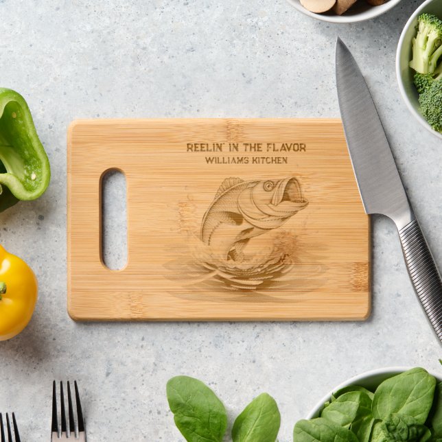Fish-Reelin' in the Flavor- Engraved Cutting Board (Kitchen Counter)