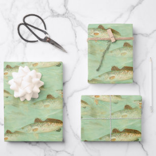 Fish rustic color illustration pattern wrapping paper sheets