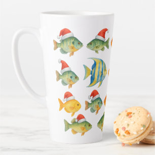 Fish Santa for Fishing Lovers on Christmas  Latte Mug