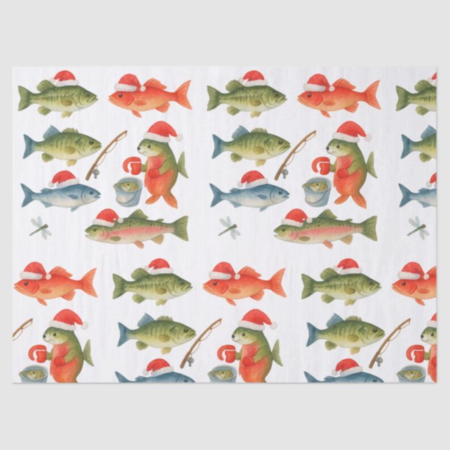 Fish Santa on Christmas Holiday  Tissue Paper (Front)