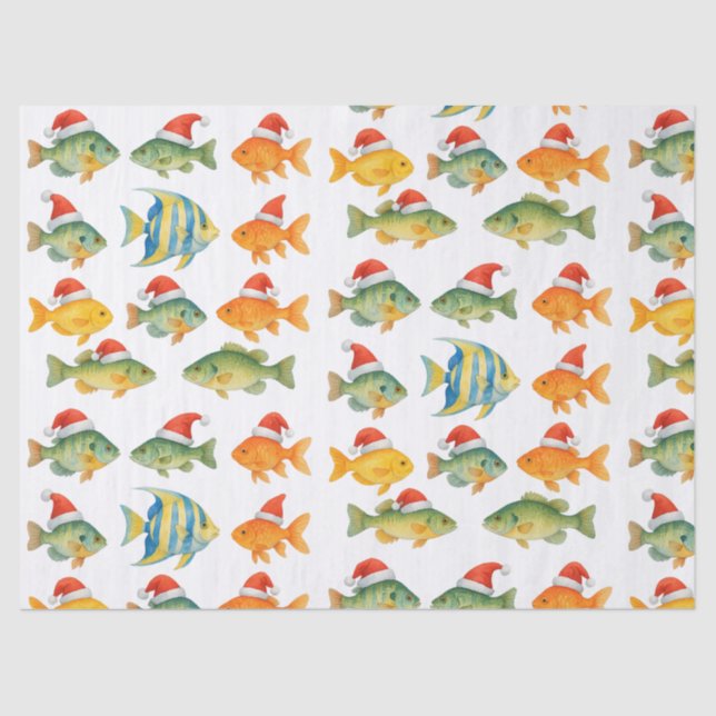 Fish Santa on Christmas Holiday  Tissue Paper (Front)