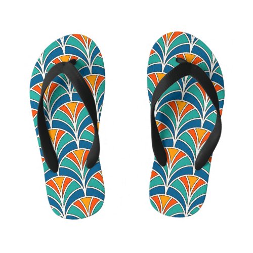 Fish Scale Asian Traditional Kids Flip Flops