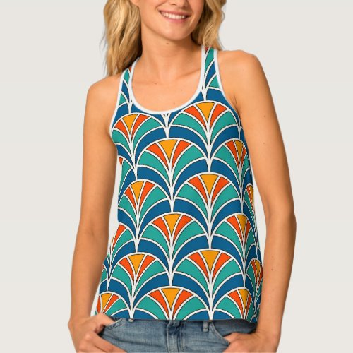 Fish Scale Asian Traditional Tank Top