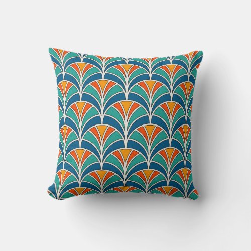Fish Scale Asian Traditional Throw Pillow
