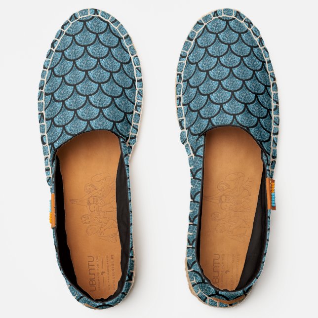 Fish scale pattern in blue glitter espadrilles (Front)