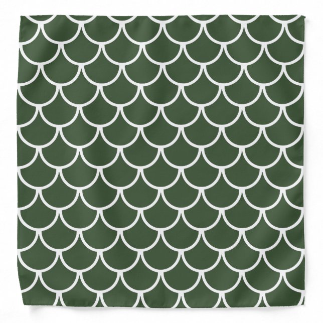 Fish Scales Pattern: Hunter Green Bandana (Front)