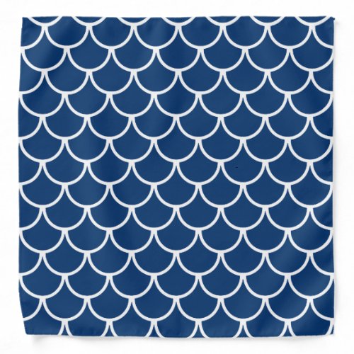 Fish Scales Pattern Navy Blue Bandana