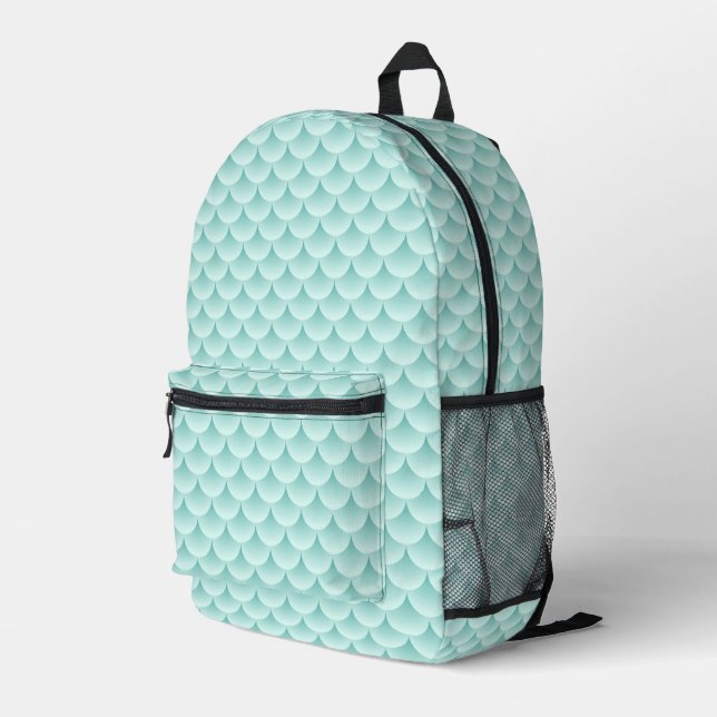 Fish Scales Pattern Printed Backpack (Back Corner Right)