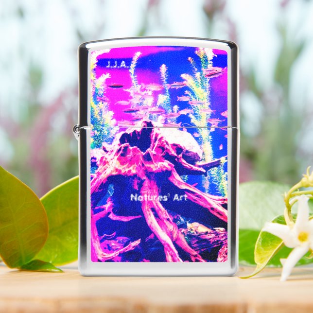 Fish School Art w/ Initials or Name Zippo Lighter (On Table)