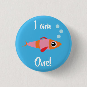 Fish Sea Ocean Kid's Birthday Aquarium Button