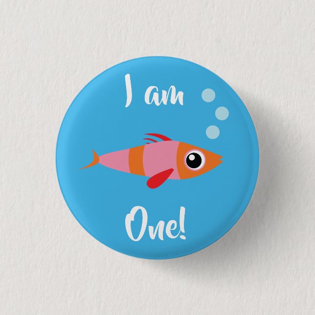 Fish Sea Ocean Kid's Birthday Aquarium Button (Front)