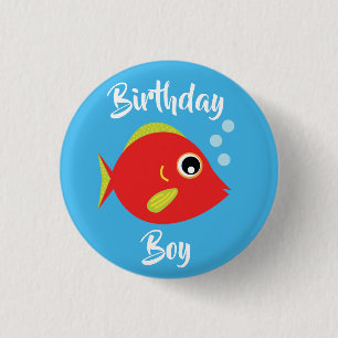 Fish Sea Ocean Kid's Birthday Aquarium Button