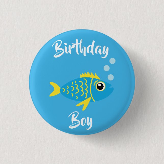 Fish Sea Ocean Kid's Birthday Aquarium Button (Front)