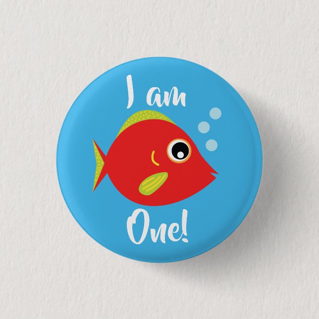 Fish Sea Ocean Kid's Birthday Aquarium Button (Front)