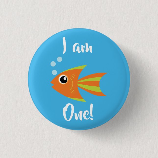Fish Sea Ocean Kid's Birthday Aquarium Button (Front)