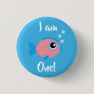 Fish Sea Ocean Kid's Birthday Aquarium Button