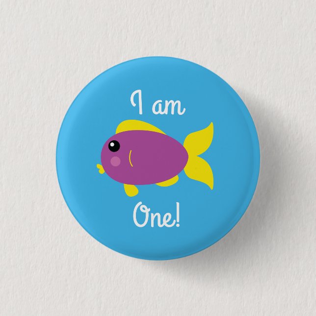 Fish Sea Ocean Kid's Birthday Aquarium Button (Front)