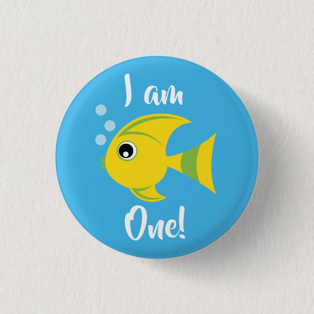 Fish Sea Ocean Kid's Birthday Aquarium Button (Front)