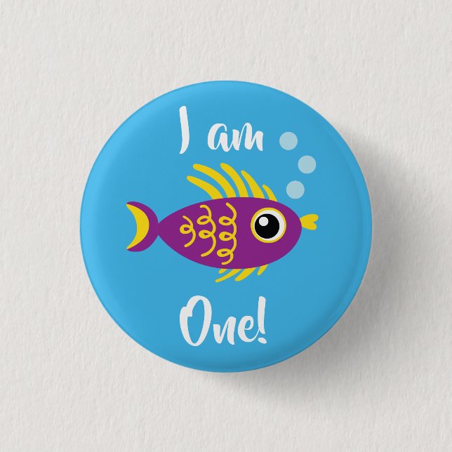 Fish Sea Ocean Kid's Birthday Aquarium Button (Front)