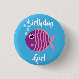 Fish Sea Ocean Kid's Birthday Aquarium Button