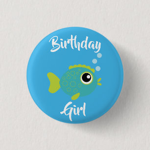 Fish Sea Ocean Kid's Birthday Aquarium Button