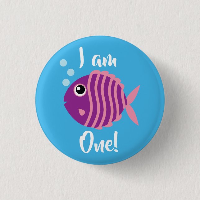 Fish Sea Ocean Kid's Birthday Aquarium Button (Front)