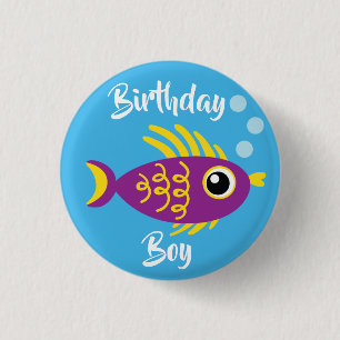 Fish Sea Ocean Kid's Birthday Aquarium Button