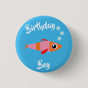 Fish Sea Ocean Kid's Birthday Aquarium Button