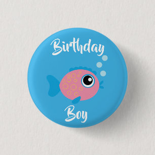Fish Sea Ocean Kid's Birthday Aquarium Button
