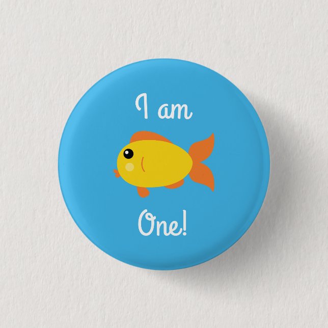 Fish Sea Ocean Kid's Birthday Aquarium Button (Front)