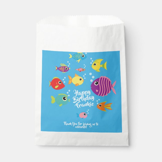 Fish Sea Ocean Kid's Birthday Aquarium Favor Bag (Front)