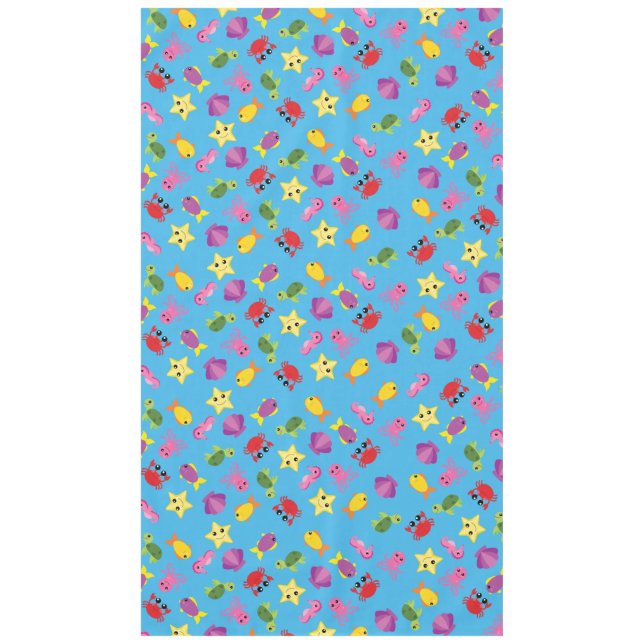 Fish Sea Ocean Kid's Birthday Aquarium Tablecloth (Front)