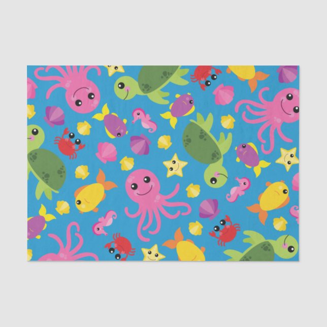 Fish Sea Ocean Kid's Birthday Aquarium Tissue Paper (Front)