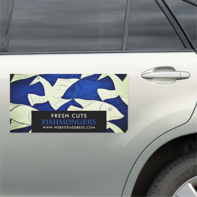 Fish & Seagulls, Fishmonger/Wife, Fish Market Car Magnet (In Situ)