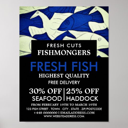 Fish  Seagulls FishmongerWife Fish Market Poster
