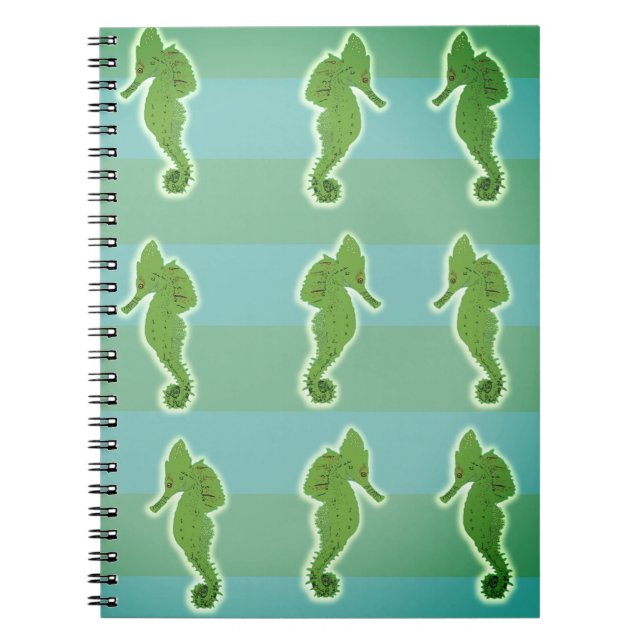 Fish , Seahorse summer green Spiral  Notebook (Front)