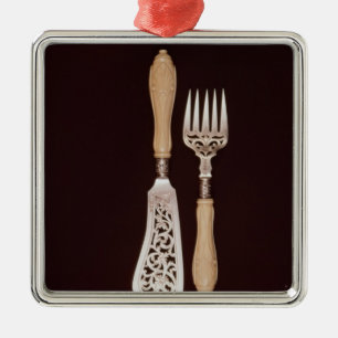 Fish-servers with carved ivory handles metal ornament