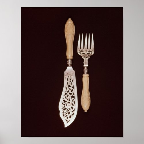 Fish_servers with carved ivory handles poster