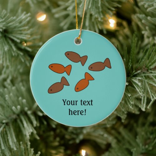 Fish shaped treats with Custom Text for the Cat Ceramic Ornament