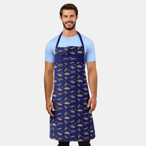 Fish Shellfish Flies Fishermans Personalized Apron