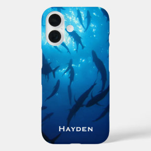 Fish Shoal and Sunlight Under the Sea Personalised iPhone 16 Case